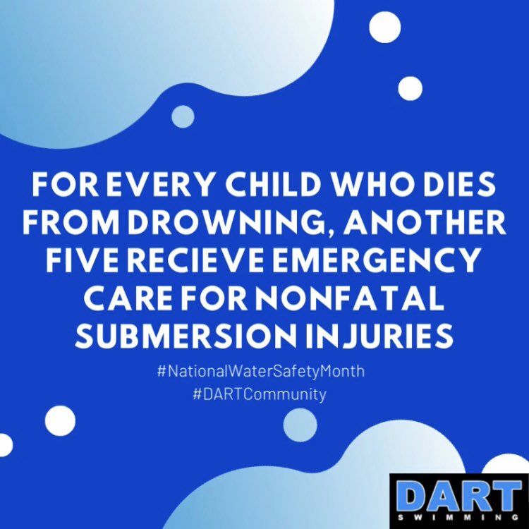 Adriana__1212's tweet image. 💦Water Safety Fact of the Day💦

May is National Water Safety month! As the temperatures start to warm up do your best to make sure that you and your loved ones are Water Safe and join DART Swimming in raising awareness for Water Safety! #DARTCommunity