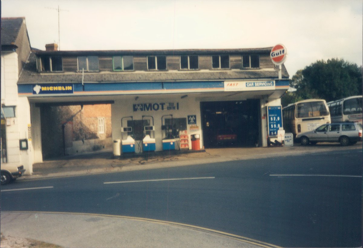 Day 136 of  #petrolstationsGulf, Stevens Garage, Modbury, Devon 1994  https://www.flickr.com/photos/danlockton/15634841894/Just along from the last tweet, this garage with its coach business has now been replaced by a  @coopuk shop—at first glance it looks like it's always been there!  https://goo.gl/maps/6Dr1KqFsbJ1wVFWP9