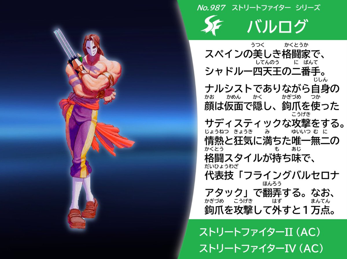 Coc967 A Twitter No 987 バルログ スマブラsp スピリッツ名鑑 半裸で仮面付けて爪付けて金網に登るスタイル