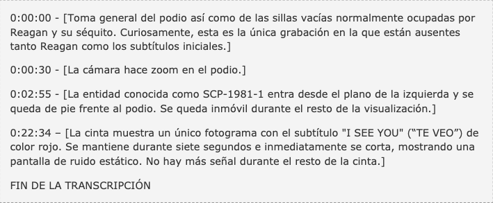 Aquí les dejo algunos extractos transcritos de diferentes visualizaciones del video