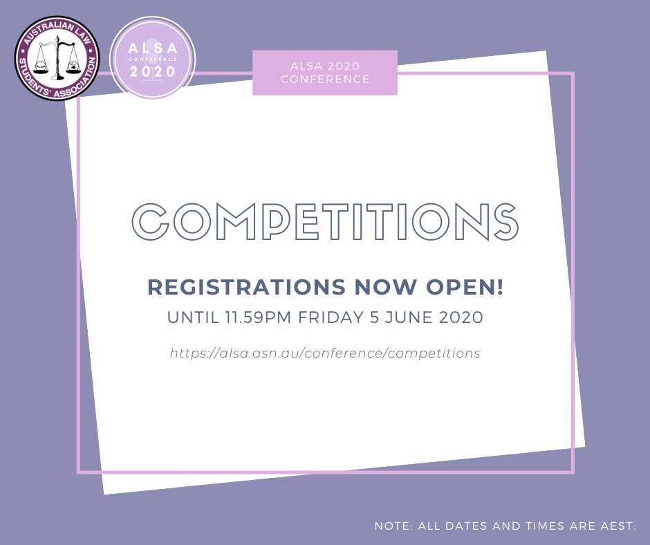 ALSAonline's tweet photo. 📣 Has your LSS/LSA registered for the 2020 ALSA Conference competitions yet? Find more details and round dates below!

Registrations are available through the ALSA website:
https://t.co/moTW4opYLc https://t.co/hSx4zcqh9a