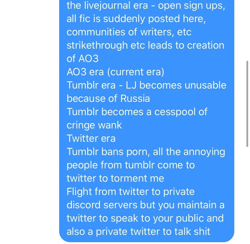 juncassis's tweet photo. my friend asked me a basic fandom history question and i wrote out a timeline of fandom history as i experienced it https://t.co/eOK6VtJapQ