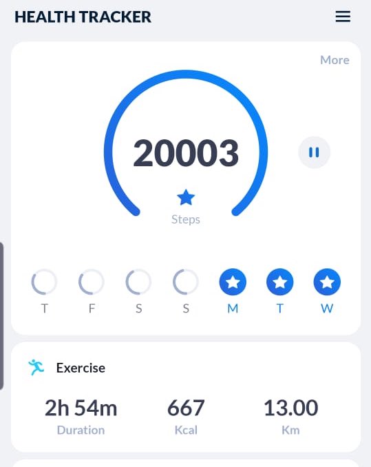 Puja_Bahri's tweet image. #ExerciseSnacking Put a timer for 10min several times a day&amp;amp;walk/jog(in the house).Tough 20k steps for me yesterday,but it’s a start.Dont know how my dad @SChopraINC manages an average of 28k everyday!Those who know him personally,might not have escaped his steps app show off😊
