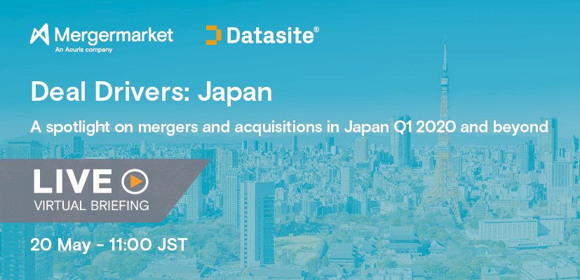 Mergermarket's tweet photo. WEBINAR | We are excited to announce that we'll be hosting a webinar on Deal Drivers: Japan, in partnership with @DatasiteGlobal, taking place on 20 May at 11.00 JST. Register now via: https://t.co/cwkZnXaZKd
#dealdrivers #Japaneconomy #webinar https://t.co/4i8axOKYiP