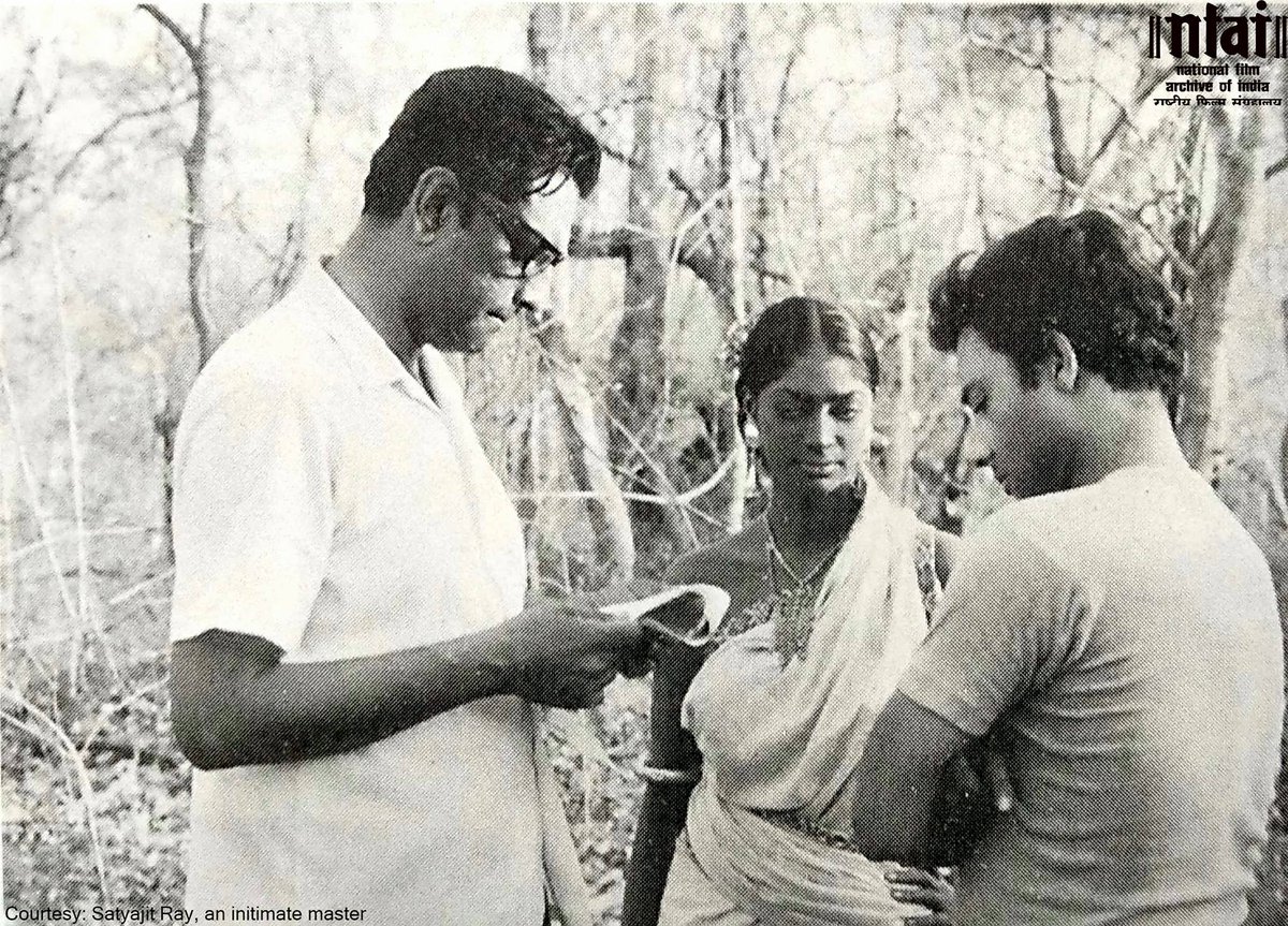 NFAIOfficial's tweet photo. #AranyerDinRatri (1970) depicts complexities of life with the voyage of urban dwellers in the forest of Palamau. Seen here is #FaceOfTheWeek #SatyajitRay with #SamitBhanja and #SimiGarewal during the shoot of the film.
#WorkingStill #BehindTheScene https://t.co/B8agDxsnoS