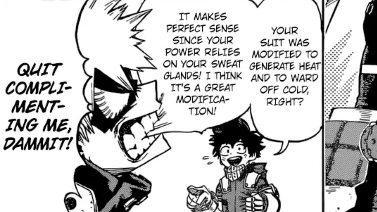 Unlike before, Bakugou / Kacchan now knows for sure when Deku is giving him compliments, and he doesn't know how to deal with it 