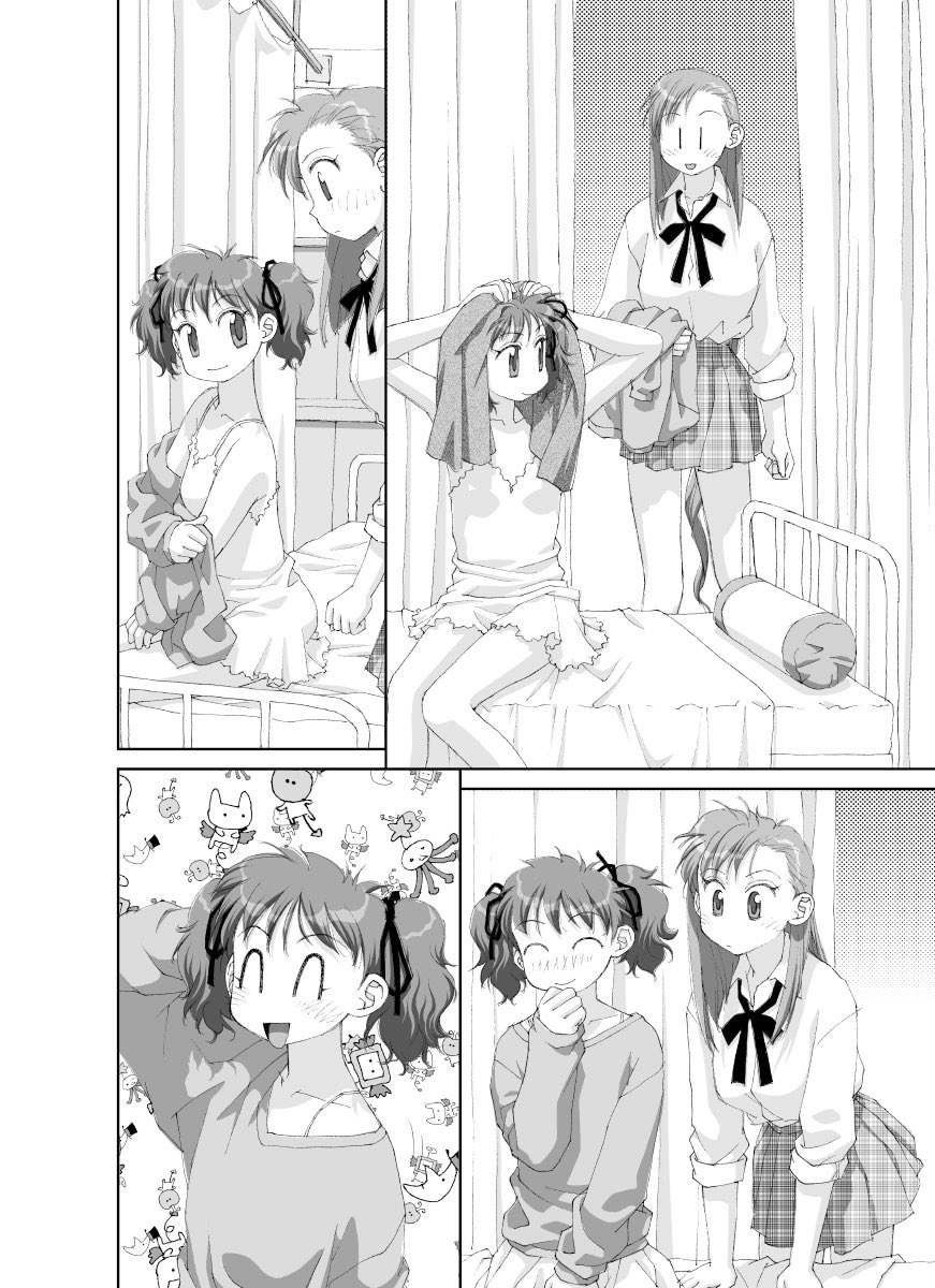 「ボクのふたつの翼」から、台詞フキダシ無し絵、その,24
ペン入れした原画をスキャナーでMacに取り込んでPhotoshopで彩色から仕上までしています
25を先に送っちゃった〜(^^;; 