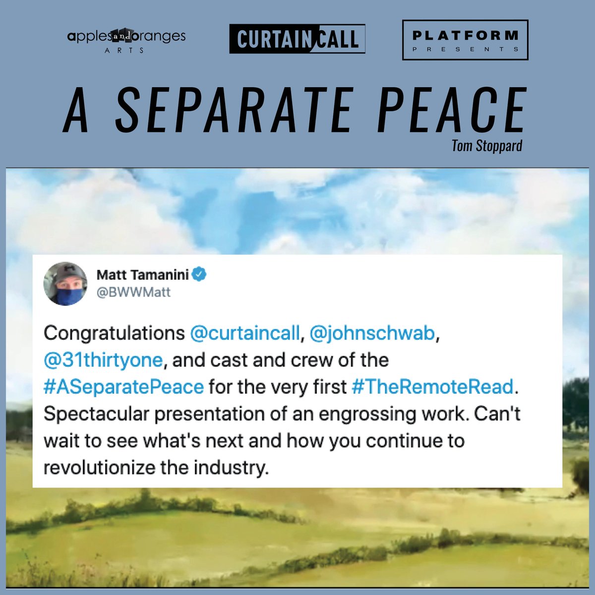 curtaincall's tweet photo. The entire company of "A Separate Peace" would like to thank you for the incredible support. 

https://t.co/lBGEVzcc3a

#ASeparatePeace #Theremoteread https://t.co/NFEXVlHhZu