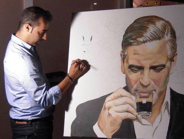 victorjerez99's tweet photo. Feliz Cumpleaños George Clooney! 
Que buenos recuerdos de mis primeras pinturas en directo en el @AfterPoloSTG Sotogrande #tbt ➡️ 2012

Gracias @NespressoES por la gran oportunidad en mis inicios! 
#georgeclooney #hollywood #livepainting #art #painting #sotogrande https://t.co/dXtAlQotIv
