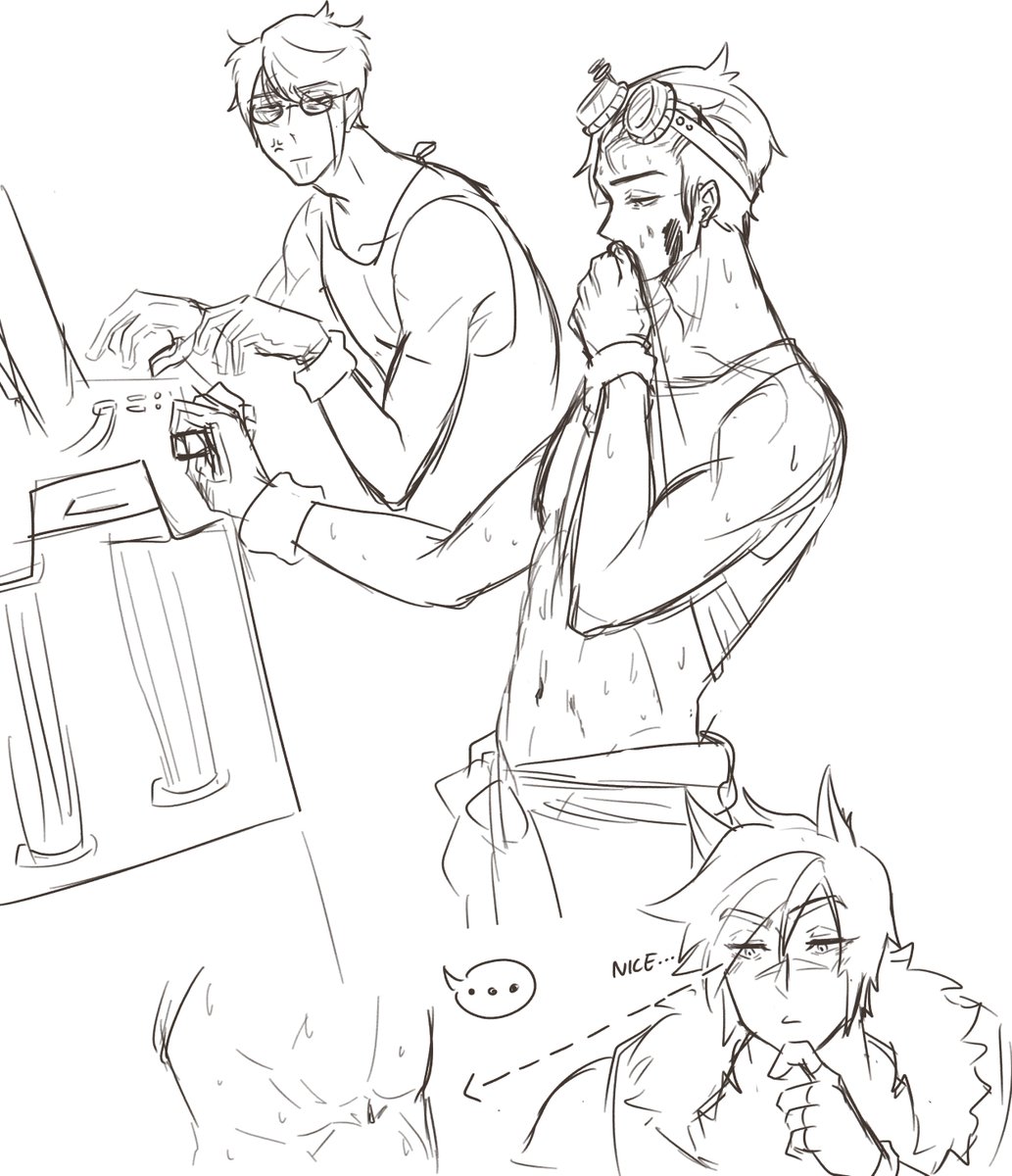 Some more Settphel sketches.
Mechanic Phel assigned to Sett's avalon and maybe mafia!Settphel??? Got inspired by Shin and Noi from Dorohedoro akjsdfasdf