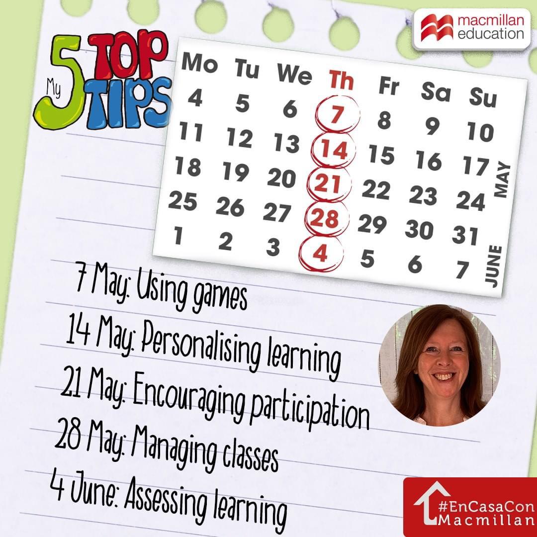 JMLapuerta's tweet image. Esta tarde a las 16:00 se estrena nuestra Teacher Jo con unas ideas y consejos para profes online de la Editorial MacMillan #Top5Tips
#Enhorabuena @MacmillanSpain