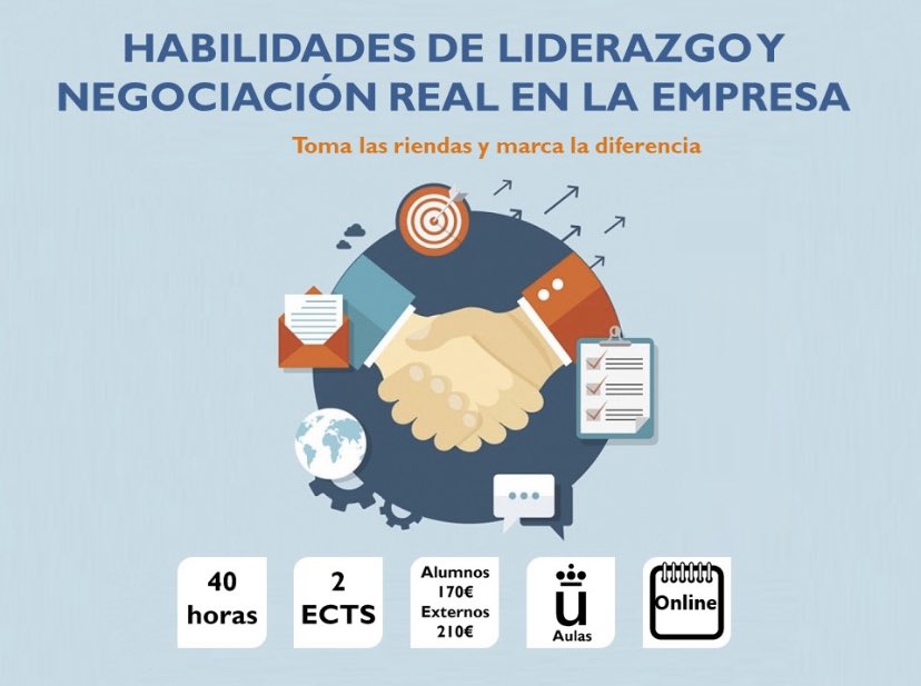 CUESA_Cursos's tweet image. Porque sabes lo importante que es liderar equipos y negociar, te damos todas las herramientas🔪🥄👍 con nuestro curso de : Habilidades de liderazgo y negociación real en la empresa. Completa tu formación y consigue los créditos que necesitas. Apúntate:gestion3.urjc.es/cuesa/cursos/?…