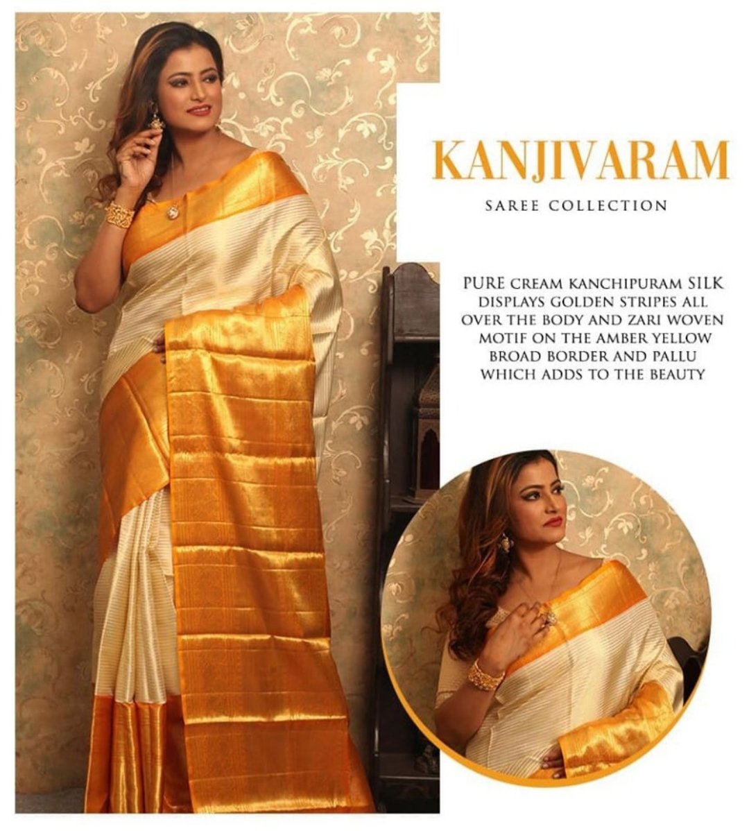 Pure Kanjivar saree with elegant golden zari work in stripes all over the saree and thick border. To shop this saree, visit us at: AllSilks.com
.
#SareeTwitter #kanjivaram #kanchipuram #silksari #Trending #TrendingNow