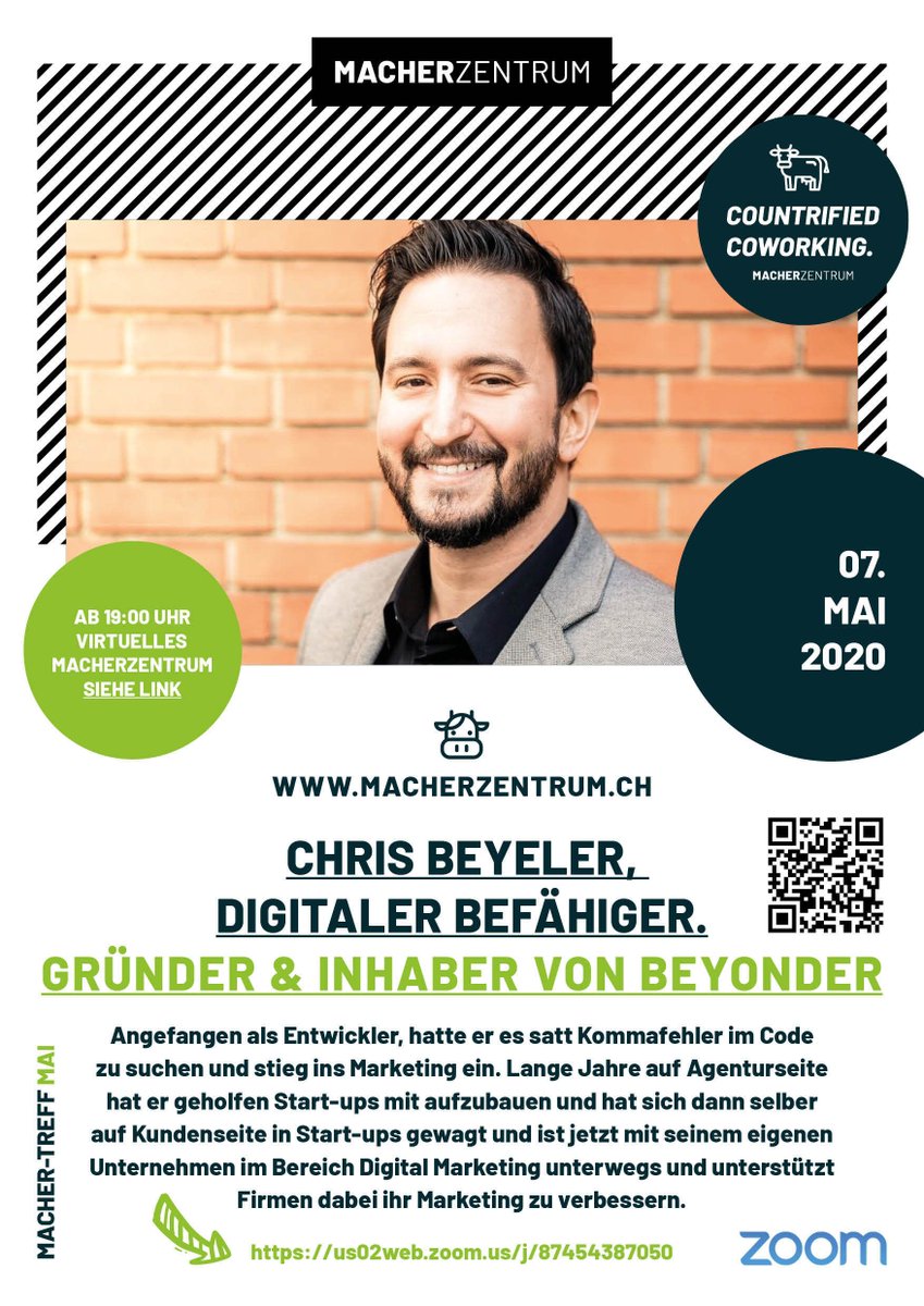 BEYONDER (@beyondernow) on Twitter photo Für den Machertreff am Macherzentrum zeigt <a href="/chrisbeyeler/">Chris Beyeler</a> wie man Remote im Team oder mit Kunden arbeitet, Präsentationen hält oder Workshops durchführt.
Schalt dich auch rein. Um 19 Uhr in Zoom: buff.ly/2yyjcQN Für den Machertreff am Macherzentrum zeigt <a href="/chrisbeyeler/">Chris Beyeler</a> wie man Remote im Team oder mit Kunden arbeitet, Präsentationen hält oder Workshops durchführt.
Schalt dich auch rein. Um 19 Uhr in Zoom: buff.ly/2yyjcQN