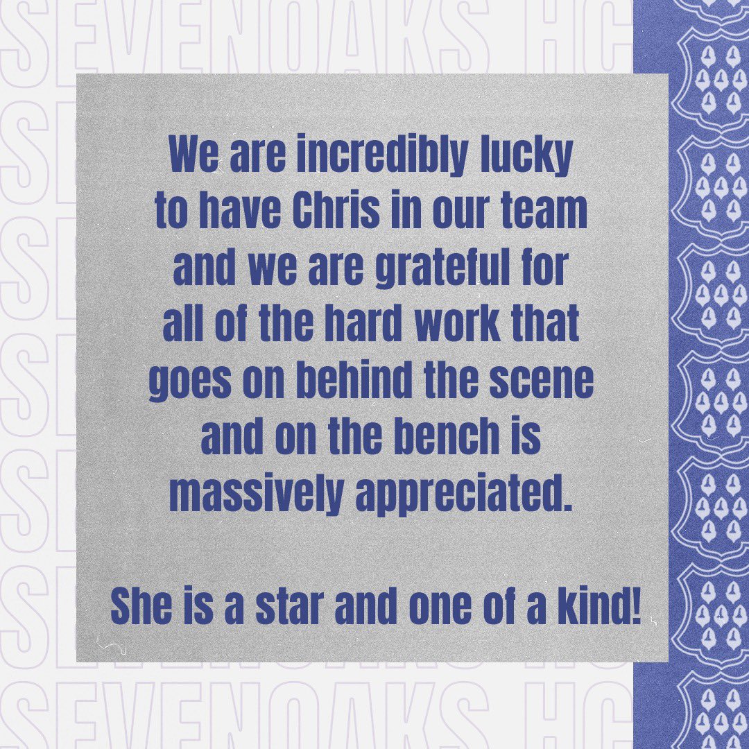 And of course we couldn’t forget Sue Chandler and Chris Crosley. Chris is on the sideline every week keeping us all in check and Chandler’s knowledge and experience is invaluable 💜 <a href="/SevenoaksHC/">SevenoaksHC</a>
