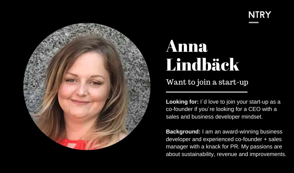 NTRYgroup's tweet photo. This amazing candidate 🙌🚀 is looking forward to join the right start-up. If you need a co-founder with previous experience from start-ups don´t miss her out. Get connected at https://t.co/S3NJbdp48E https://t.co/Rc58JfkkRw