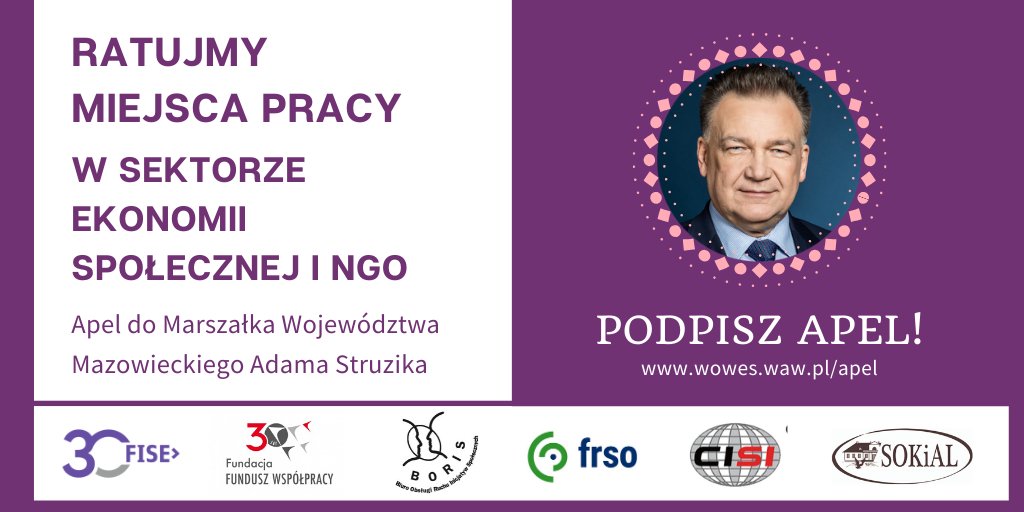 ❗Podpisz #apel do Marszałka Województwa Mazowieckiego <a href="/StruzikAdam/">Adam Struzik</a>! #Ratujmy miejsca pracy w sektorze #ekonomiaspołeczna i #NGO 🙏
👉wowes.waw.pl/apel