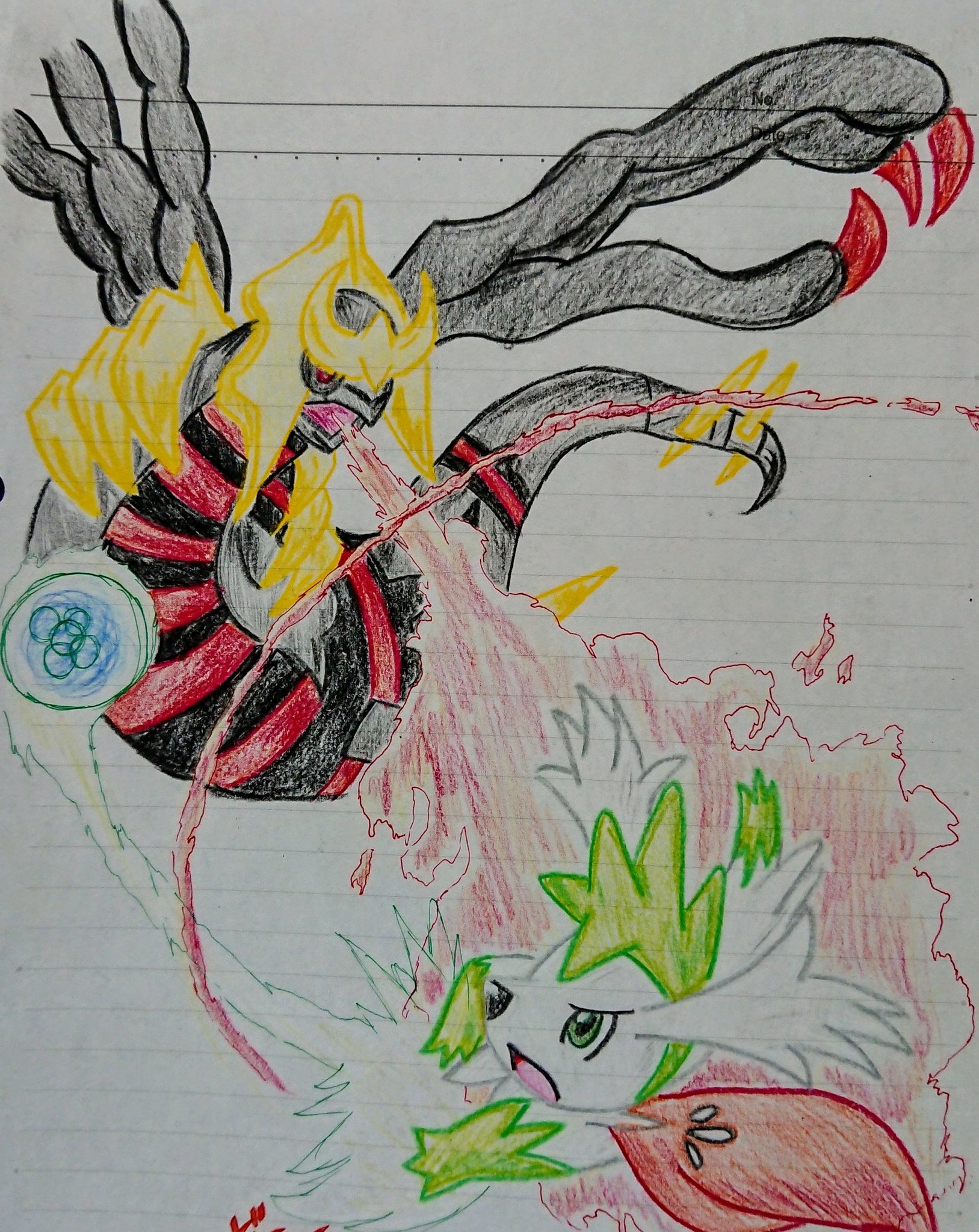 Twitter 上的 Pkmn1997 高校の頃に描いた 劇場版 ポケットモンスター ギラティナと氷空の花束シェイミ のポスターの 模写 を投げます 色々適当すぎるorz ポケモン シェイミ ギラティナ イラスト好きさんと繋がりたい アナログ絵描きさんと繋がり