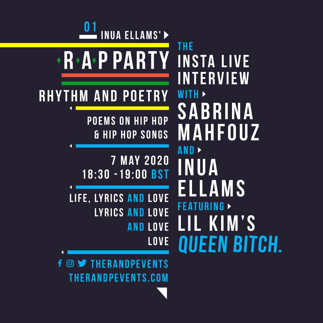 05events's tweet photo. #TheRAPParty is back with an @instagram live series! Tonight we are kicking off this interview with @sabrinamahfouz and @inuaellams discussing Lil Kim’s Queen Bitch! 🔥
Tonight at 6.30pm BST, bring good vibes, grab your snacks and get comfortable!
https://t.co/P006uNw9V5 https://t.co/KEODfq98A0