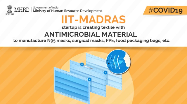 DrRPNishank's tweet photo. .@iitmadras's incubated startup, Muse Wearables is developing novel and scalable methods for coating textiles with nanoparticles-based antimicrobial agents that can inactivate the coronavirus on contact. https://t.co/sz551DtbF5