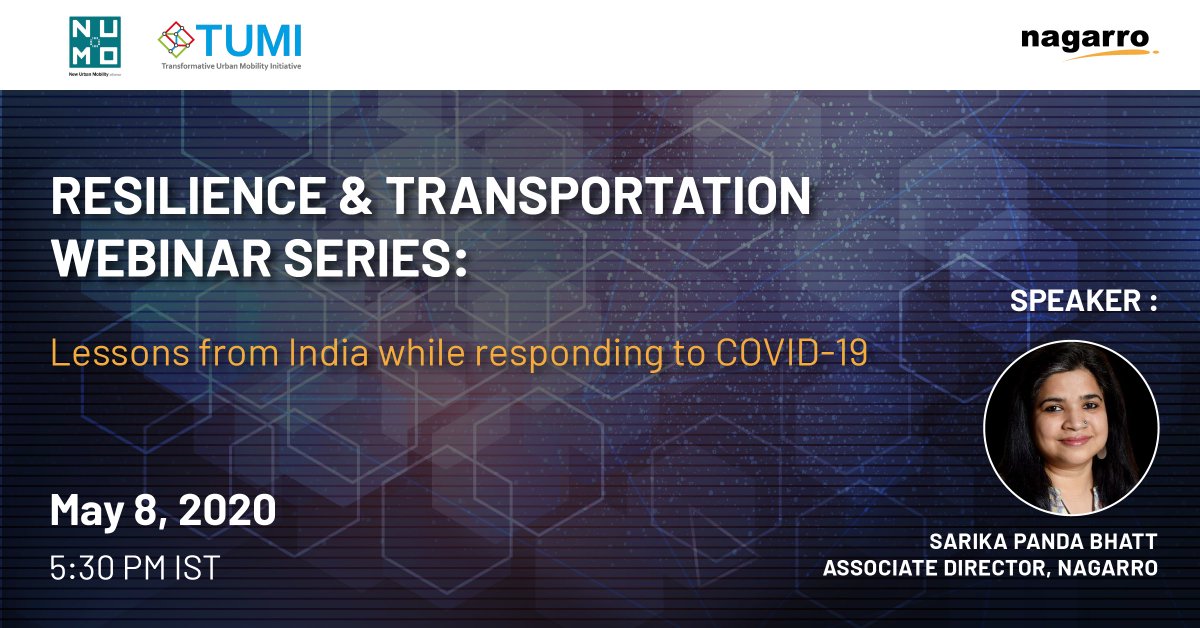 Nagarro's tweet photo. What lessons can transportation agencies &amp; governments learn from India’s strict response to #COVID19 regarding #transportation and #resilience? Attend this webinar to hear from Nagarrian Sarika Panda &amp; other industry experts. https://t.co/VakYJLGkSa
@TUMInitiative @NUMOalliance https://t.co/8c7Xrng0rN