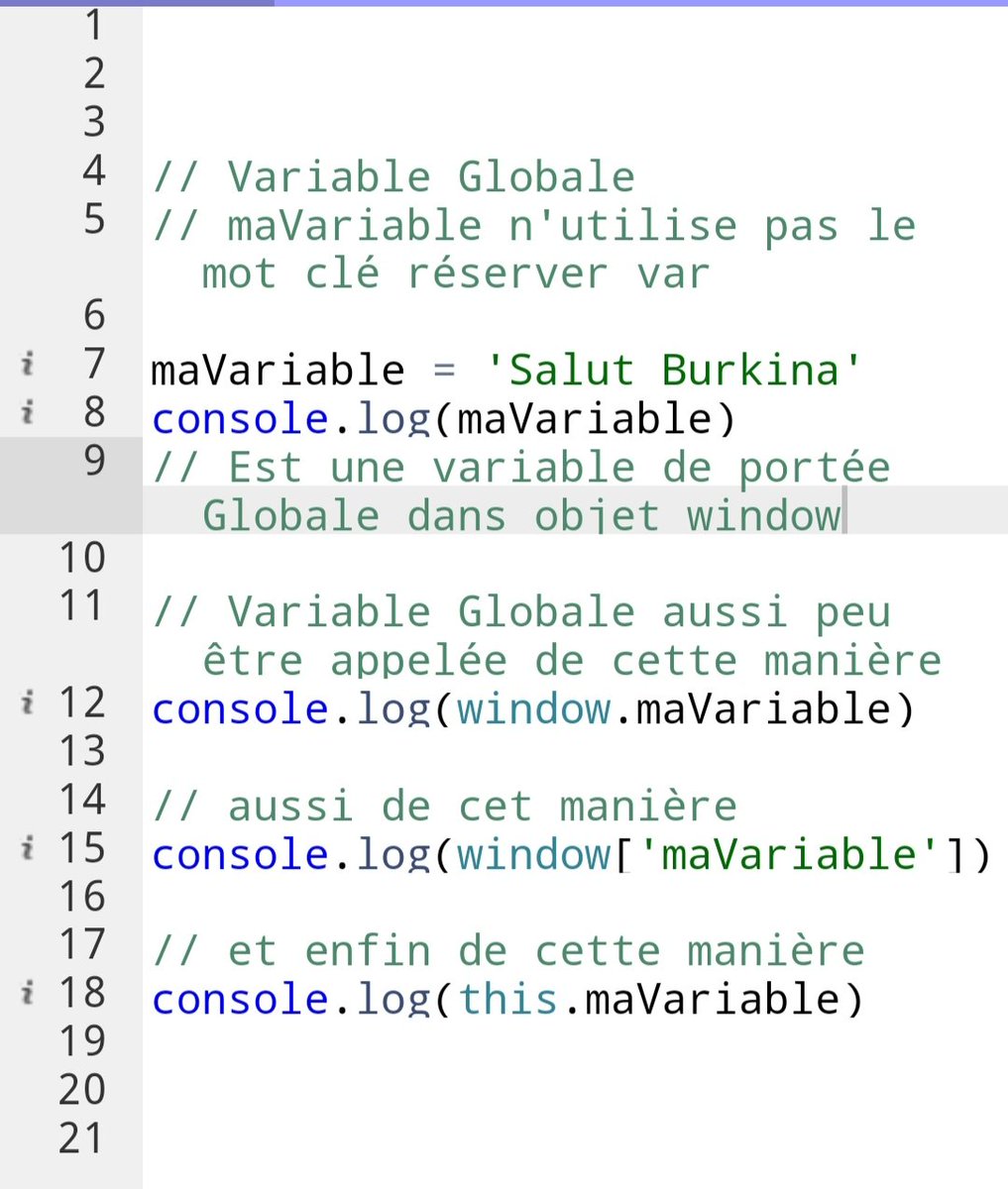 code_au's tweet image. La déclaration des variables sans le mot clé réserver var prend comme attribut l'objet Windows en #javascript.