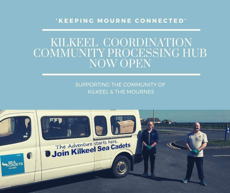 Adult Volunteers from Kilkeel Sea cadets supported Kilkeel Development Association by delivering Hot food boxes to those people who are vulnerable in our community,  50 people benefiting from the #actofkindness.