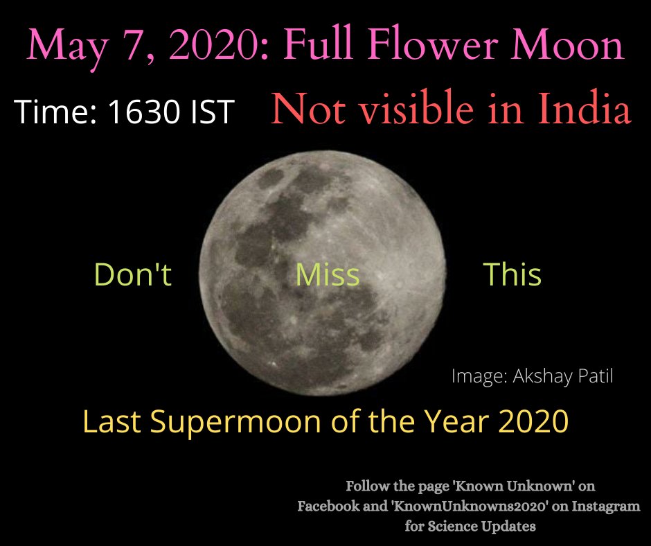 May 7, 2020: Full Flower Moon
Last supermoon of the year 2020

#supermoon #astronomymonth #moon #fullflowermoon #scicomm #sciencecommunication #universe #space  
@KnownUn08724526 @_SciComm @PopSci