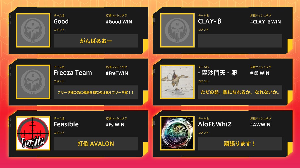 GGL_sub's tweet photo. 【#GGL10 参戦チームリスト②】
前日のリストに引き続き、追加で24チームを紹介いたします!
現在公表済チーム : 48 / 68チーム
【📡9日配信予定URL📡】
https://t.co/2SGnwnKT2d
#GGL #CoDMobile #CoDモバイル大会 https://t.co/fphDfMc31T