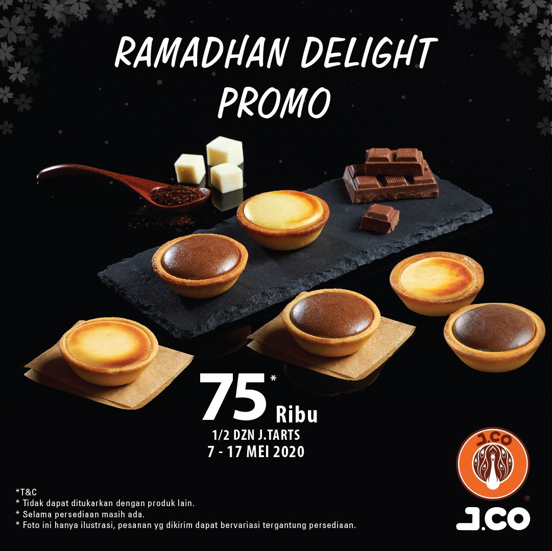 JcoIndonesia's tweet photo. buka puasa dengan JTart yuks !
JTART - Japanese Cheese Tart hingga tanggal 17 Mei 2020.harga spesial*
6 pcs hanya 75rb.
Berlaku di seluruh outlet yang menjual JTart.Pembelian khusus takeaway only dari outlet.
*Berlaku di seluruh outlet yg menjual produk JTART
#jcoindonesia #jtart https://t.co/HltA3QFBHS
