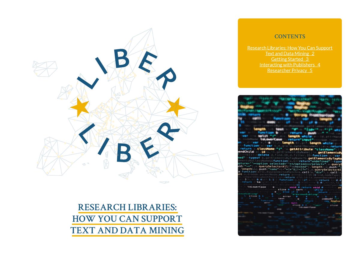 New from our #Copyright Working Group: a guide for research libraries who want to support Text &amp; Data Mining and make use of the incoming exceptions in Europe #TDM #research #libraries  

➡️ libereurope.eu/blog/2020/05/0…