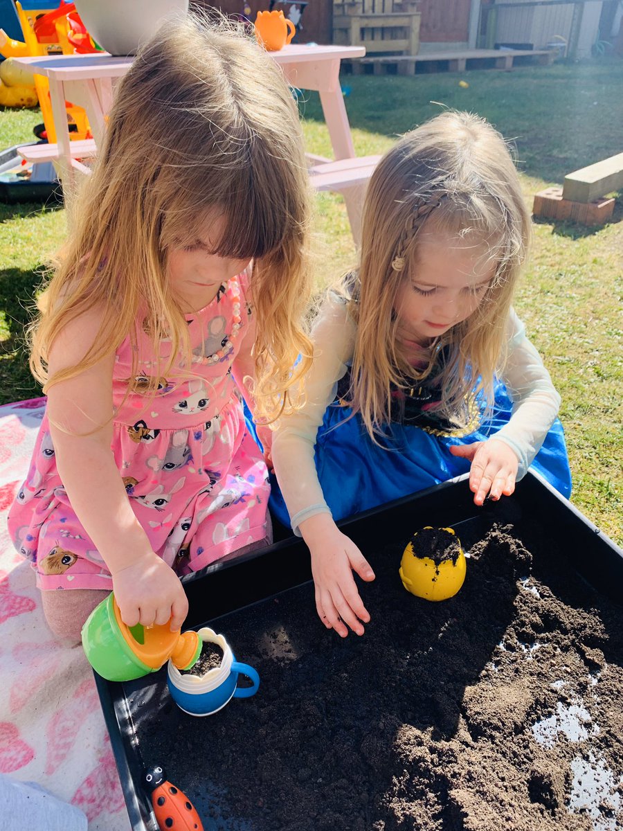 Millie and Bella planted Sunflower seeds <a href="/NurserySimpson/">Simpson PS Nursery</a>