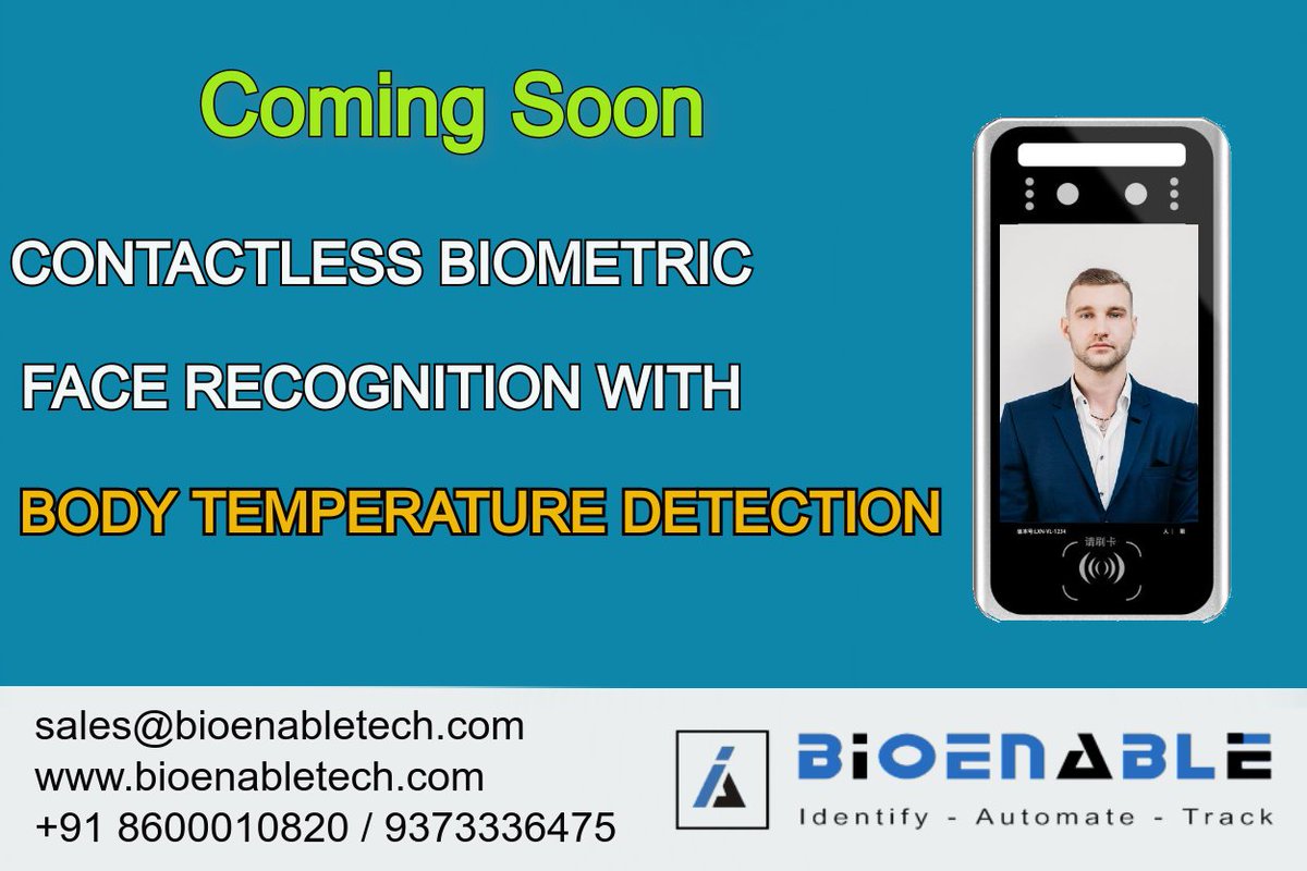 BioenableA's tweet photo. Temperature-measuring device from BioEnable Biometric, and monitor your employees infant's health effectively
#Face Recognition for #BodyTemperature Detection
best suited for #malls #hospitals #public_transport #offices #military #thermaldetector #temperaturemeasuring #Covid_19 https://t.co/TOnNUG6tAu