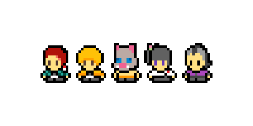 同期 16×16ドット絵 鬼滅の刃 Pixel Art Pattern ”Demon Slayer