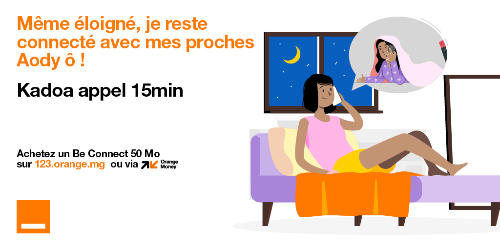 orange_mg's tweet photo. #Aodyô Profitez de ce dimanche 10 mai 2020 en folie chez vous, pour tout achat de #BeConnect 50Mo à 1000Ar bénéficiez de 15min d'appel vers vos contacts Orange, en plus de vos 150Mo d'Internet !! https://t.co/cuxF6CrX10 https://t.co/GybAv4Prsm