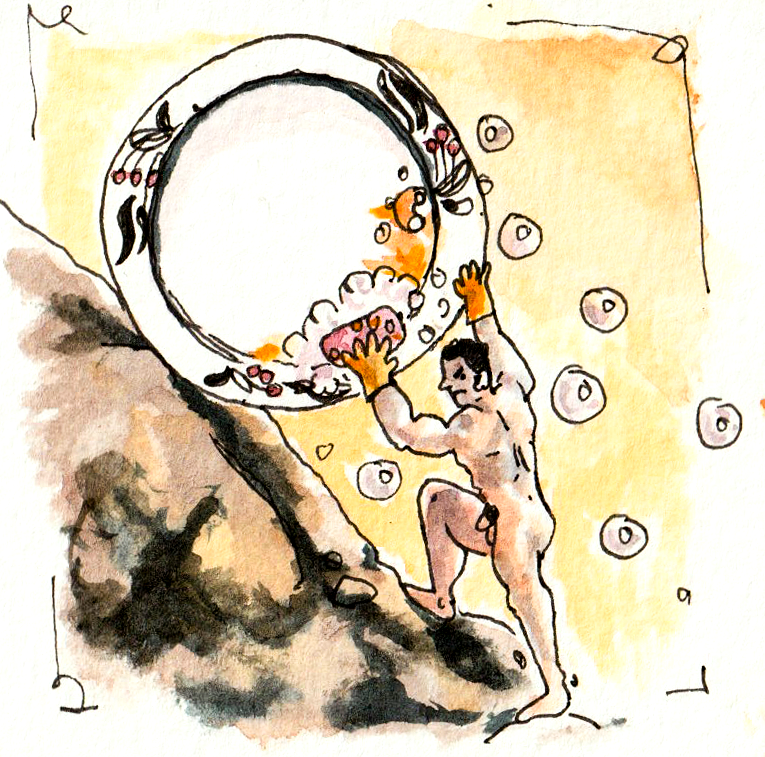 how I feel when I just did the dishes in order to make dinner and then after dinner the sink is full of dishes again