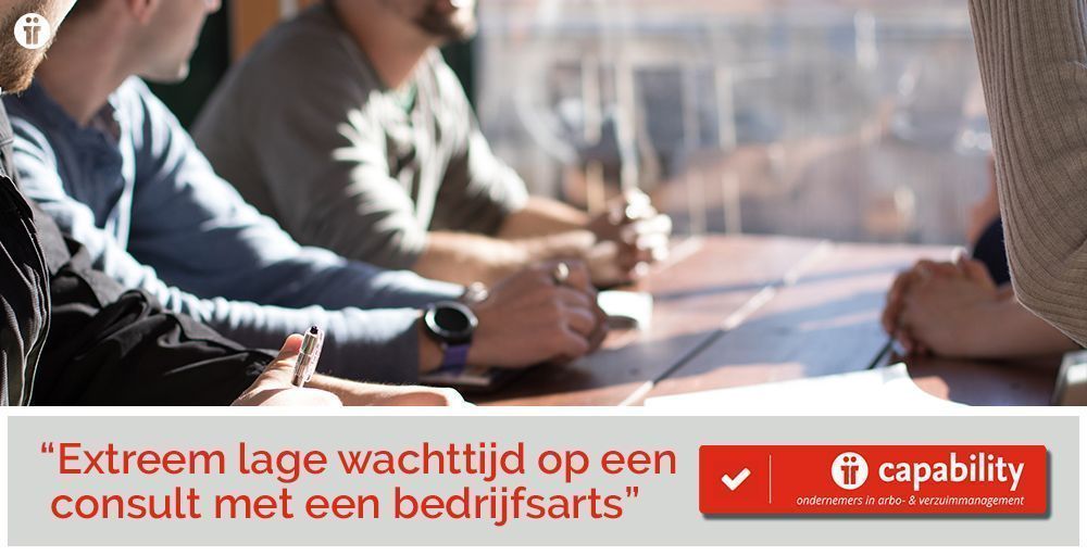 CAPABILITY_NL's tweet photo. Binnen 4 dagen een consult inplannen met een bedrijfsarts? En binnen 3 werkdagen een terugkoppeling van dit consult door de bedrijfsarts? De onnodige wachttijd van enkele weken op een consult van een bedrijfsarts is voorbij. Samen werken we aan inzetbaarheid van je mensen. https://t.co/ukP2NiqPNz