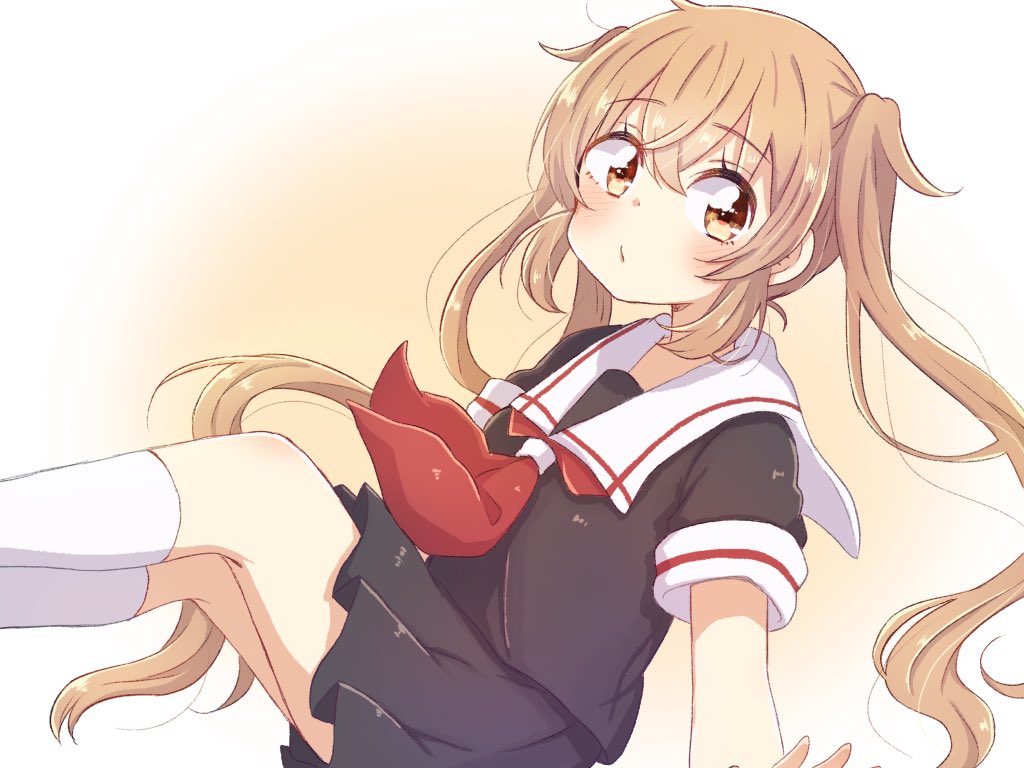 murasame (kancolle) 1girl solo twintails serafuku black serafuku school uniform long hair  illustration images