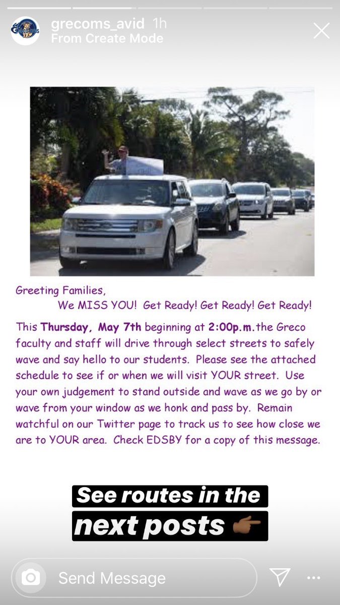GrecoNjhs's tweet photo. @Grecoms Cubs! Come out and wave as your teachers head out on a ‘parade’ celebrating YOU starting at 2pm on 5/28. @GrecoNjhs show some love for our graduating 8th graders. We miss you!! #distancelearning @grecolibrary @GrecoIB @AchievementSch @WFLA @abcactionnews @YinkaAlegeHCPS https://t.co/xgnIy2xWHl