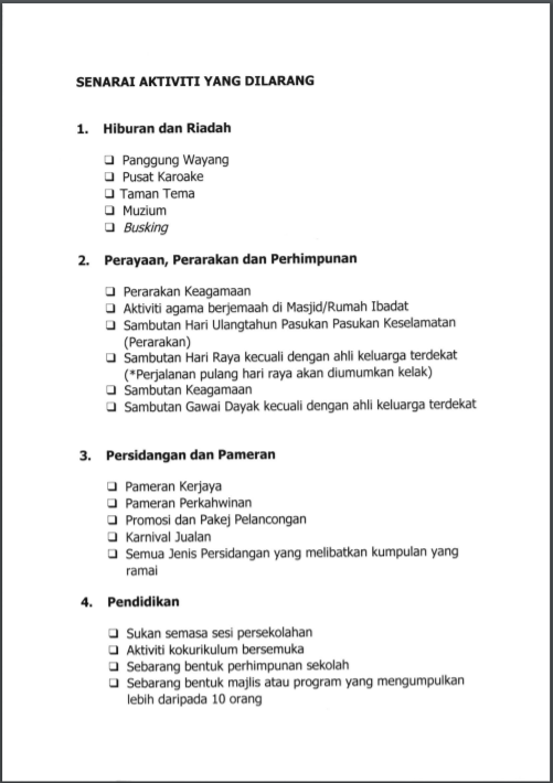 twt_borneomy's tweet photo. Senarai Aktiviti Yang Dilarang Semasa Perintah
KAWALAN PERGERAKAN BERSYARAT - Sarawak https://t.co/9jkYbN2cjQ
