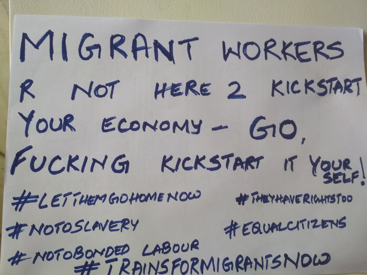 NRavindran's tweet photo. #trainsformigrantworkersNOW #NOTOBONDEDLABOUR #NOTOMODERNDAYSLAVERY https://t.co/ZIJZ4iEw1R