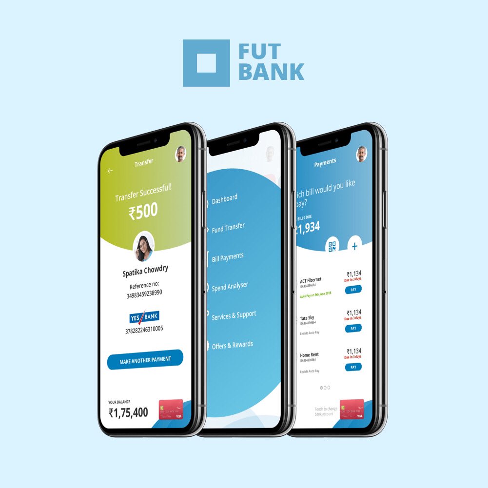 fpscreative's tweet photo. Digital design you can bank upon: Fut Bank (name changed to preserve anonymity) is a plug-n-play brand-agnostic banking app done for a leading fintech player. The app is brand-agnostic and can be adapted to individual bank’s requirements. https://t.co/i2Dm3Mnwj3