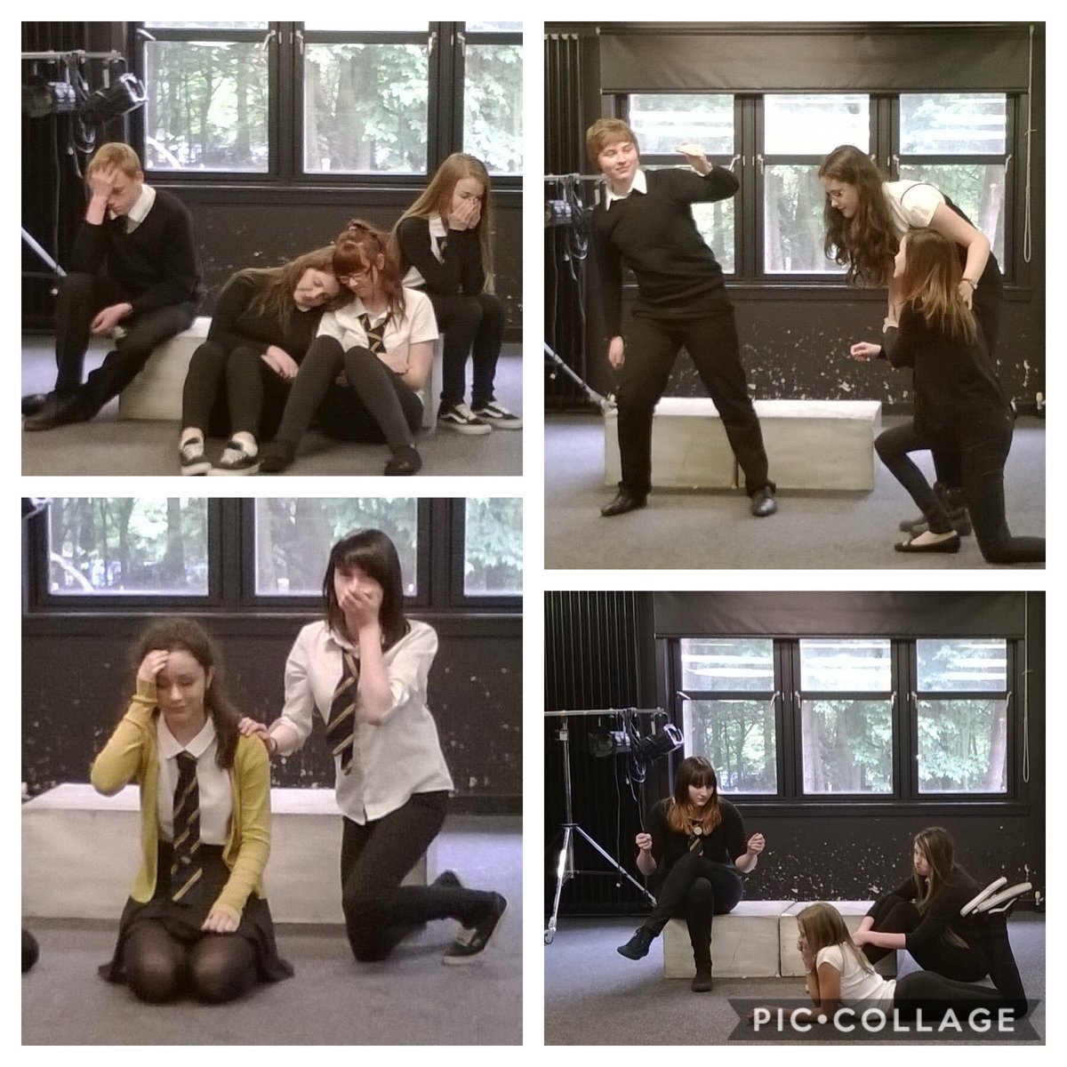 KHSDramaDept's tweet image. Here’s today’s #ThrowbackThursday @KirkcaldyHigh Again it was taken before the department make-over.  A ‘new’ S4 class exploring War and Conflict through tableaux.  Do you recognise any of these faces?