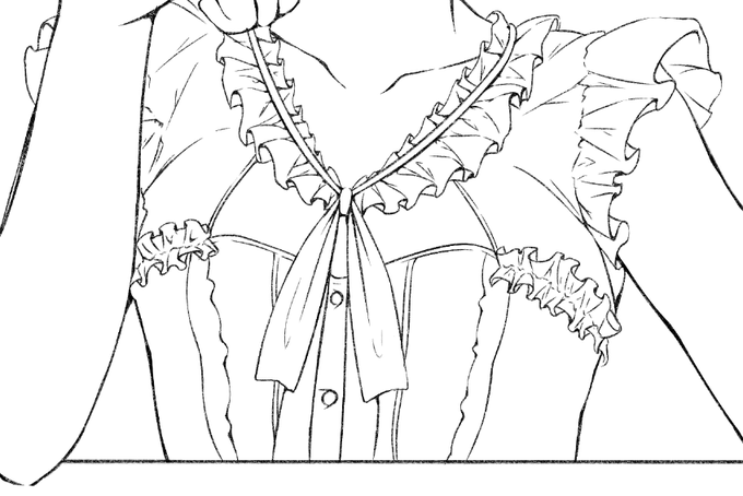 フリルは地獄ってよく言うけど何が地獄かわからないし描いてて楽しくない???は????誰だよこんなフリル描こうって言ったやつ 