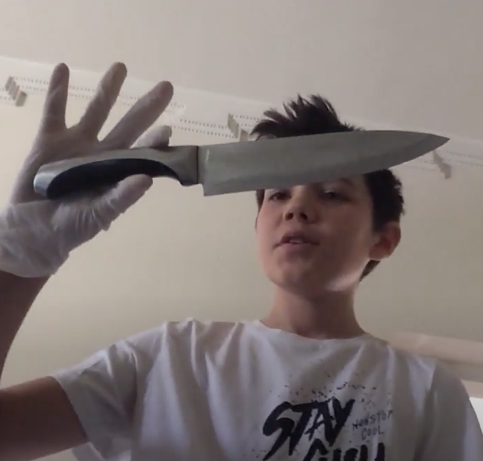 TBSdrama's tweet photo. This week, Year 9 Drama students have been roleplaying a detective, investigating a fictional murder. They were asked to find potential murder weapons in their houses and present them as a detective at the crime scene. Here are some moments from 9A. @tbssecondary @TBSKS3 https://t.co/BdBkgynme0