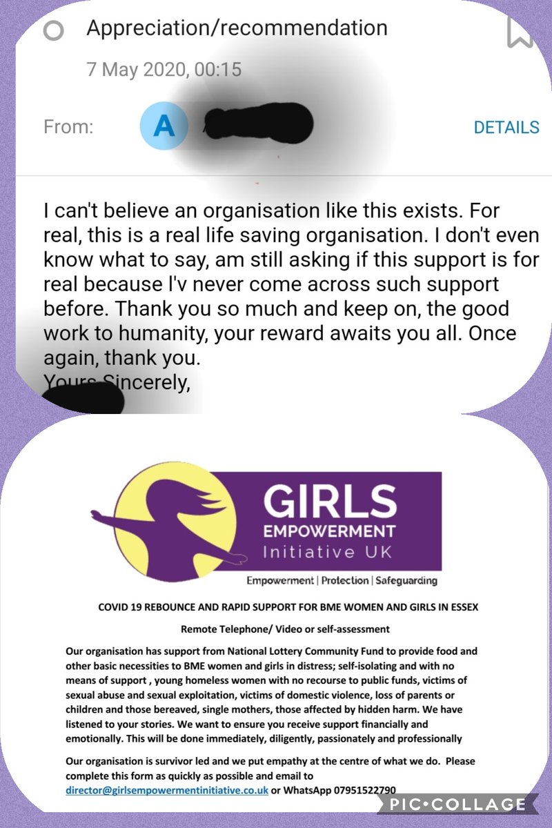 COVID19 BME Women and girls Rebounce and Rapid Support  with support from National Lottery Commuinity Fund has brought relief to women and girls in self isolation and with no other means for support. 
Feedback from those receiving such help shows it is much needed and appreciated