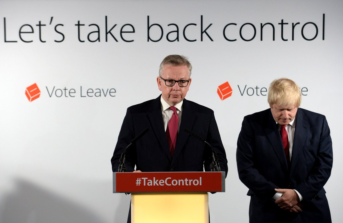 5/ the worst thing is, all the most prominent Brexiteers (barring the patsy Farage) are now in positions of power - Boris is PM, Gove and Rees Mogg have senior govt. roles, Cummings is at the heart of government, and Westminster is full of ex vote-leave staff who are now spads.