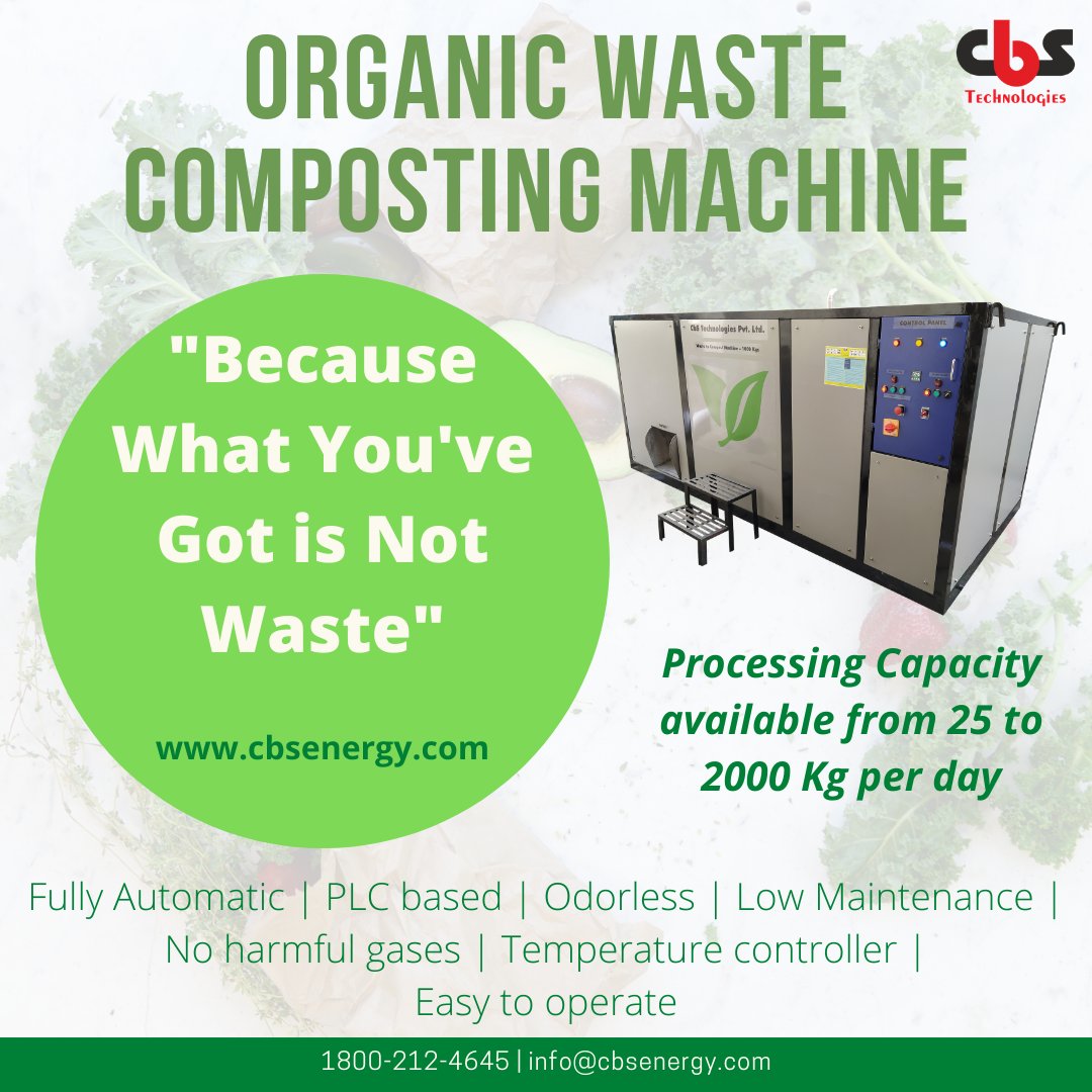 CbS_Energy's tweet image. Composting Machine for converting organic waste into 100% natural manure.
Weblink: cbsenergy.com/waste-to-compo…
#composting #compostingmachine #foodwaste #wasterecycling #organicwastecomposting
@IRCTCofficial @yogrishiramdev @TataCompanies @PMOIndia