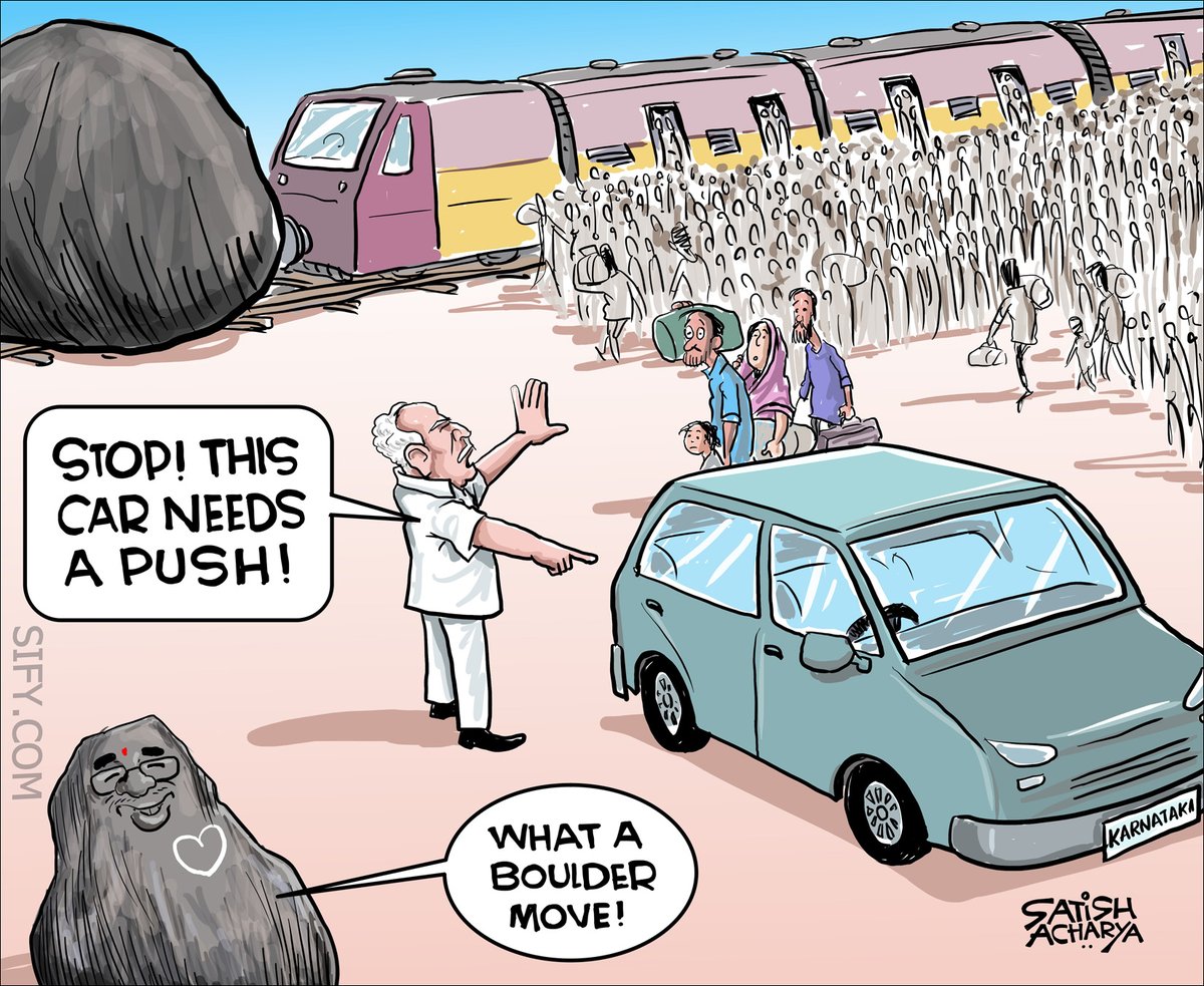 DuttaAnimesh12's tweet photo. Karnataka stops trains for migrant labourers! #MigrantLabourers
Cartoon: Satish Acharya.
#BringMigrantsHome
#NoFareForworkers
#MigrantLivesMatter @CMofKarnataka https://t.co/lOCJBuLXKZ