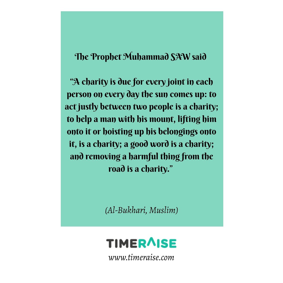 Give charity utilising your time and talents. See our latest volunteer opportunities on timeraise.com

#Ramadan #RamadanAtHome #Charity #thursdaymotivation #dailyquotes #dailyinspiration #prophetmuhammad #Islamicquotes #hadithoftheday #volunteer #Timeraise #TimetoServe